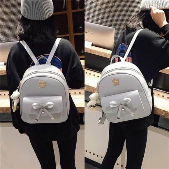Mini Backpack Bowknot Leather Backpack Purse 3-PCS Cute Small Backpack for Women main image 6